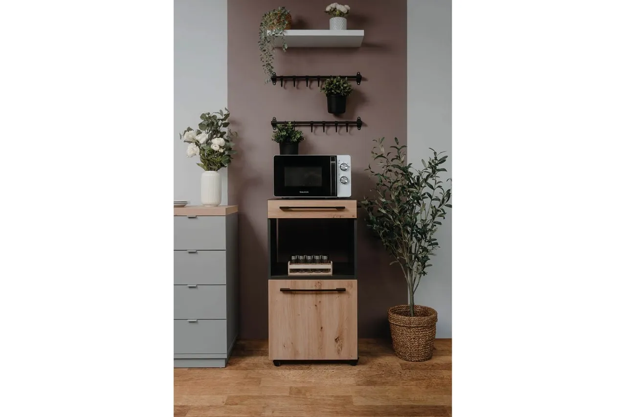 finori Rollcontainer Palma 50x95,5 cm Anthrazit / Artisan Oak Schubladenschrank