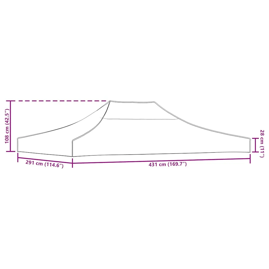 Partyzelt-Dach 4,3x2,9x1 m Beige UV- und wasserbeständig