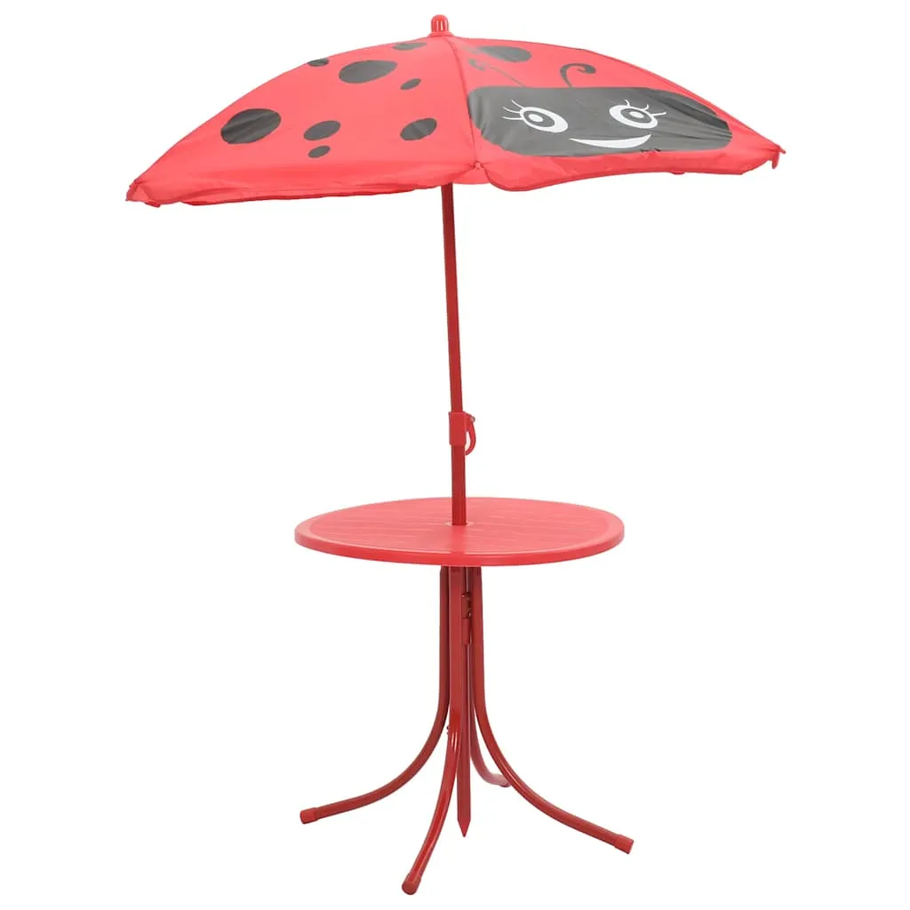 3-tlg. Garten-Bistro-Set für Kinder mit Sonnenschirm Rot