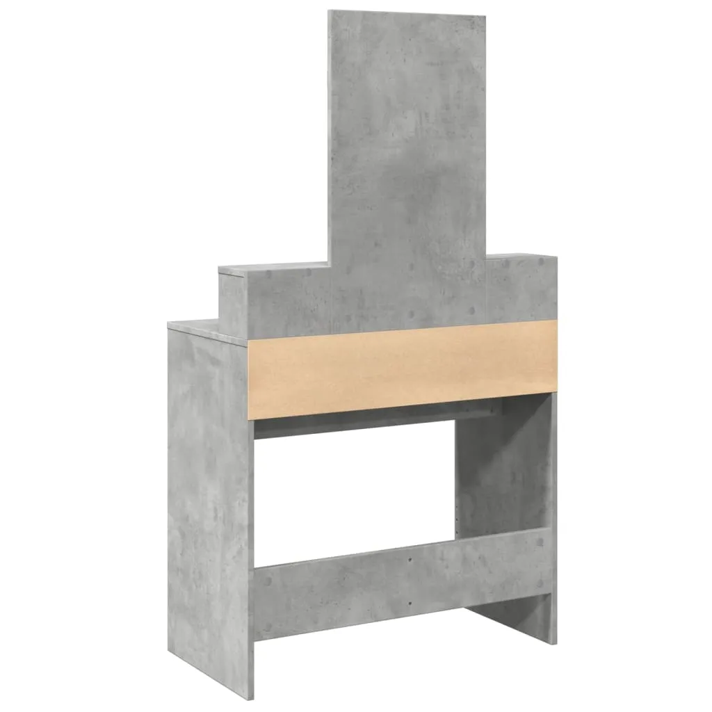 Schminktisch Betongrau 80 x 41 x 144,5 cm aus Holzwerkstoff und Glas