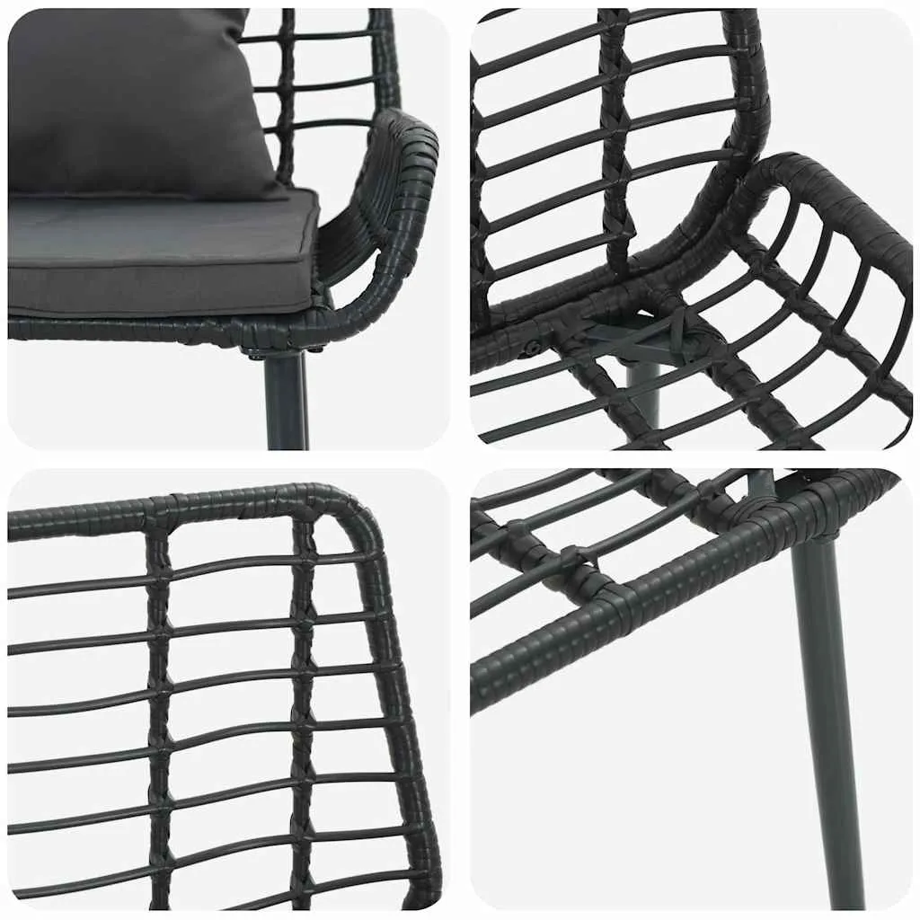 Gartenmöbelset Poly-Rattan 109x63x83 cm Schwarz Anthrazit