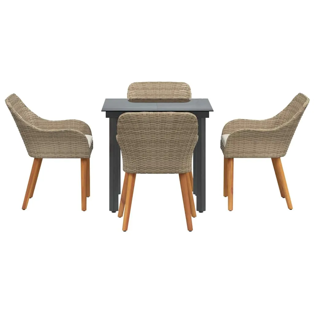 Garten-Esszimmer-Set Beige 80x80x74 cm Tisch & 4 Stühle
