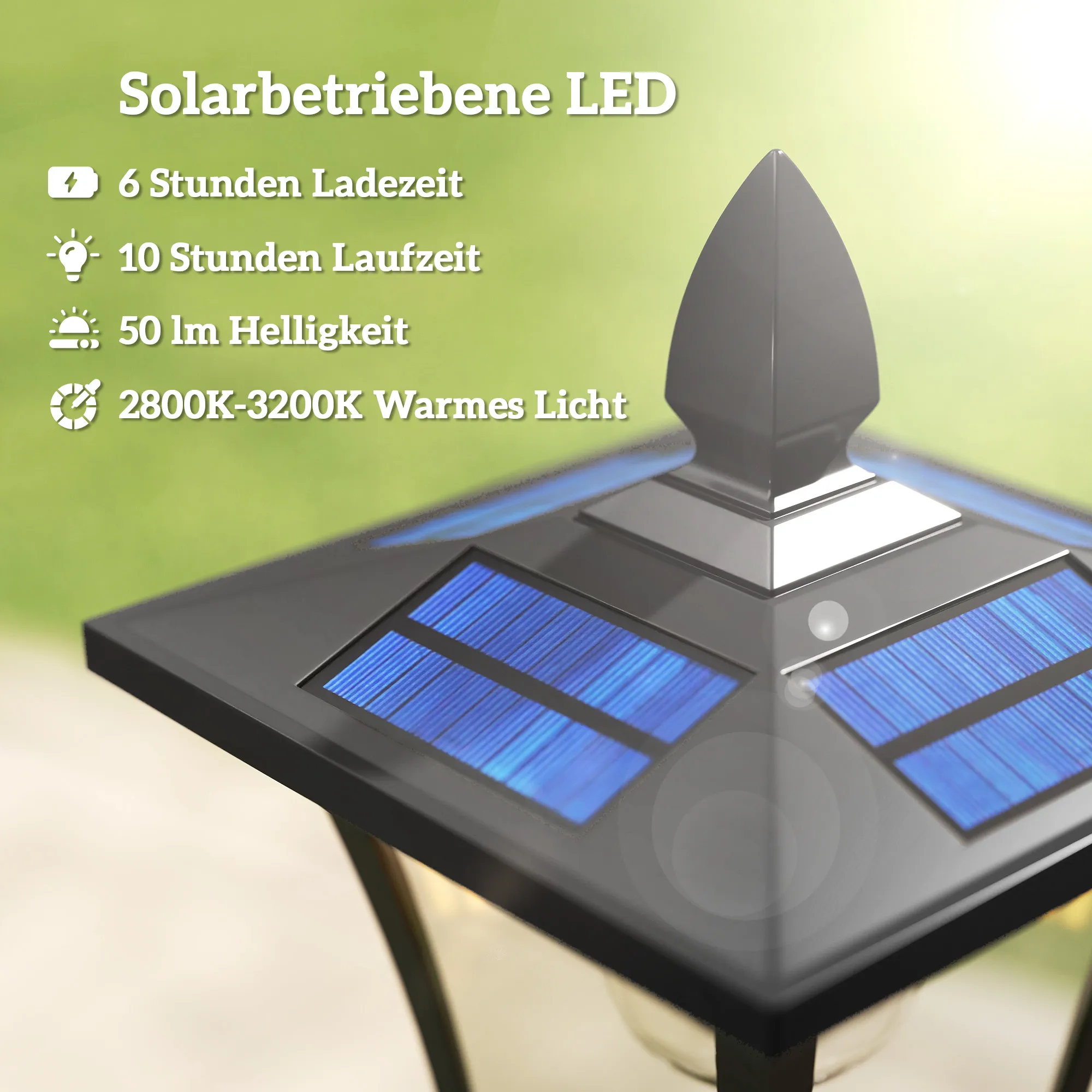 Solar Gartenlaterne mit Pflanzkübel, Aluminium, 160 cm, Schwarz