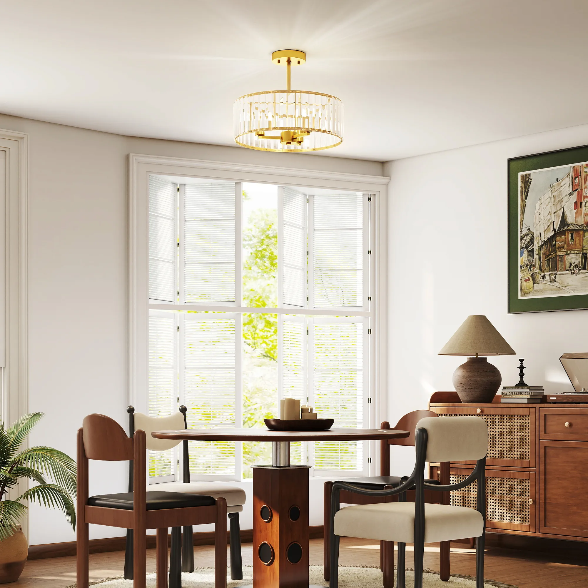 Kronleuchter-Deckenlicht Ø39 x 32H cm in Goldton