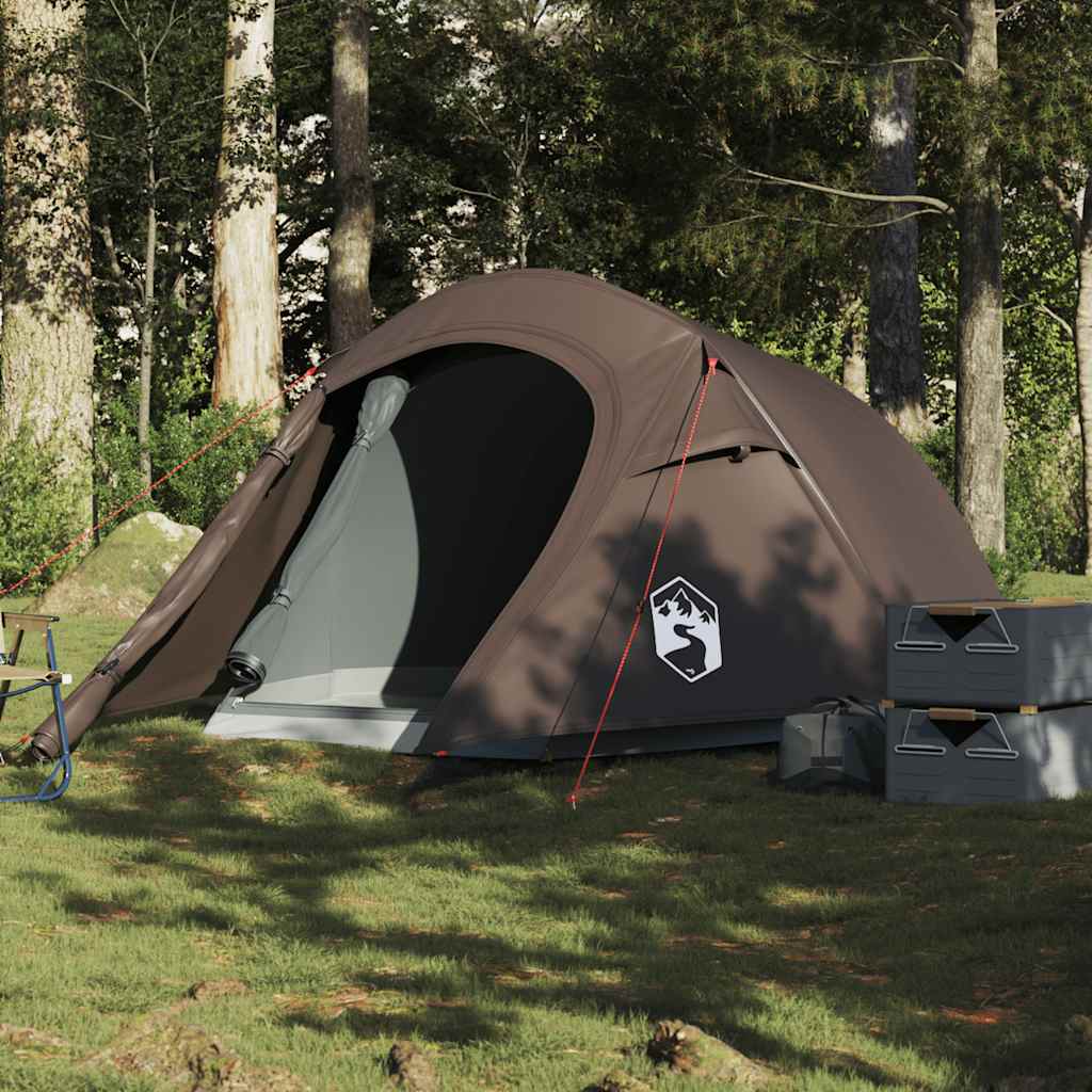 Campingzelt Tunnelzelt Braun 280x194x125 cm Außenzelt, 230x180x115 cm Innenzelt