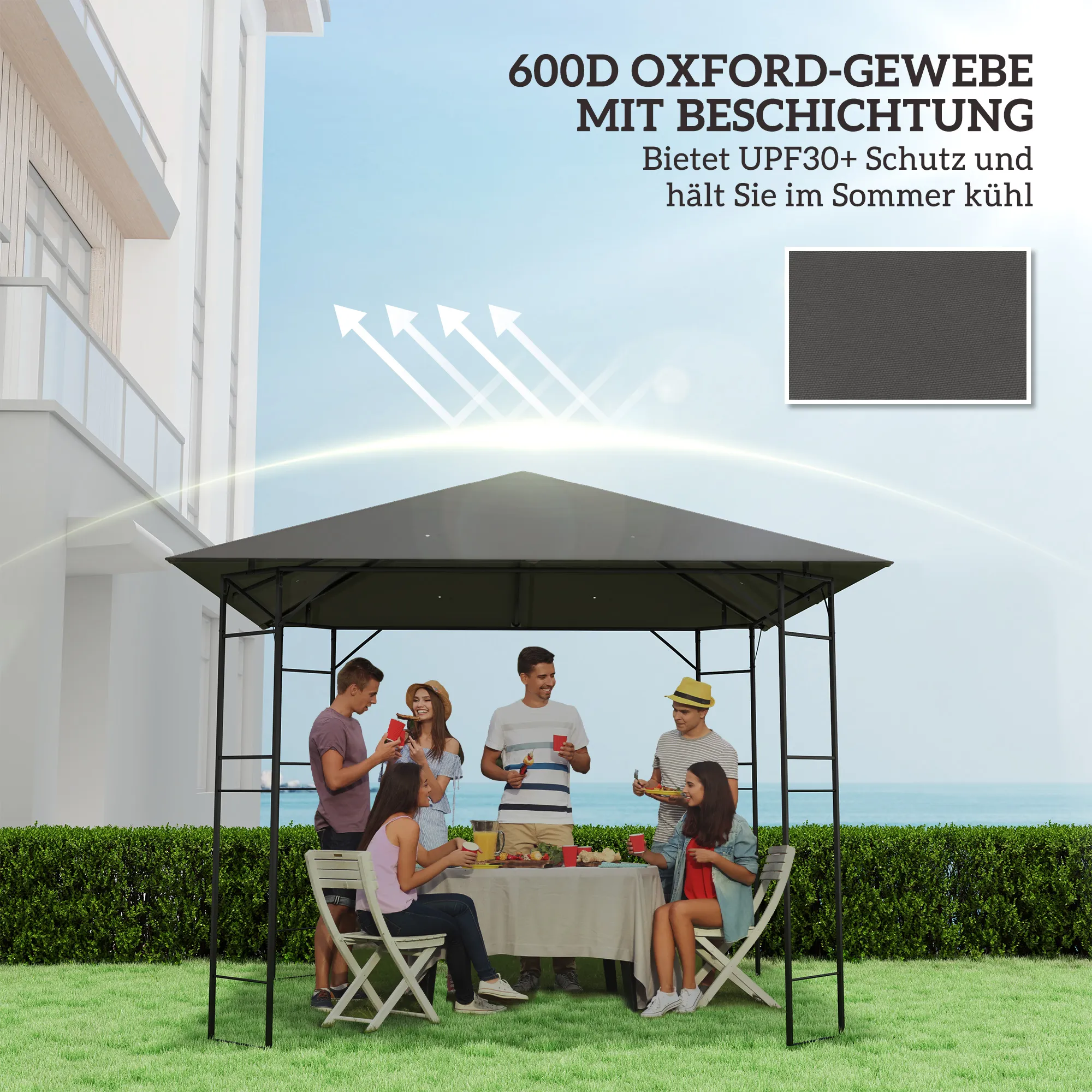 Pavillon Ersatzdach 3 x 3 m Grau