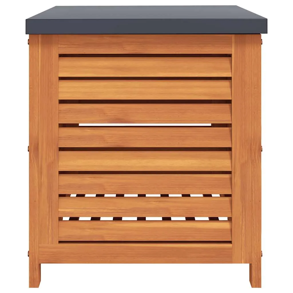 Gartenbox aus Massivholz 60x50x55 cm rötlich-braun mit Metalldeckel