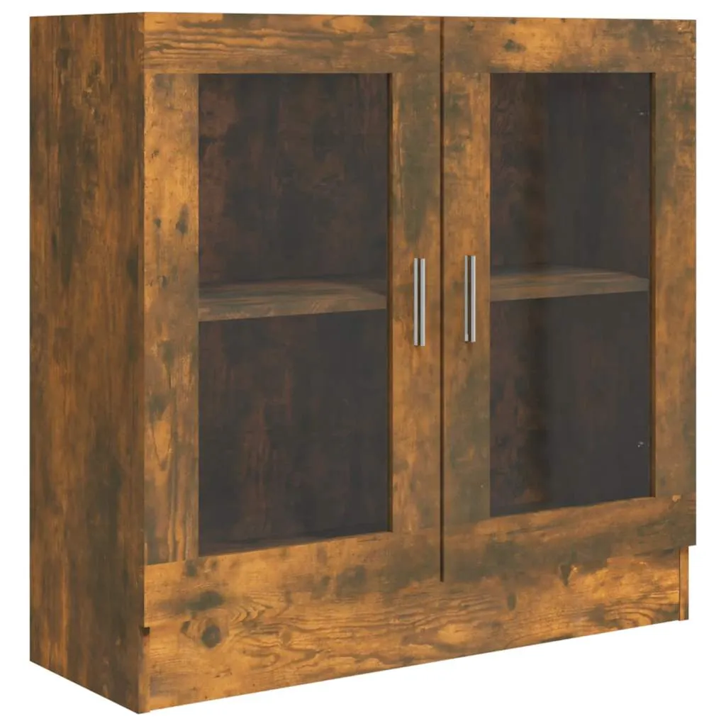 Vitrinenschrank 82,5x30,5x80 cm in Räuchereiche mit 2 Fächern und Glastüren