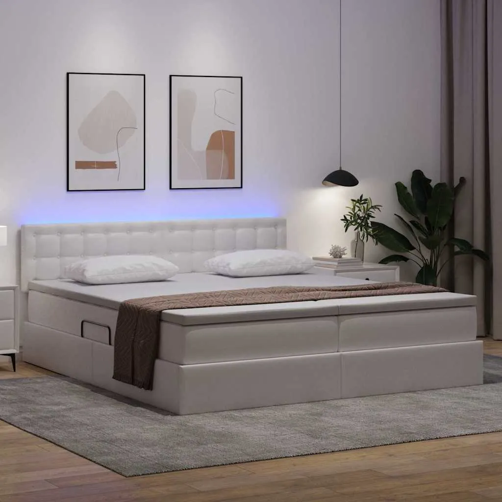Stauraumbett mit Matratze 180 x 200 cm Reinweiß