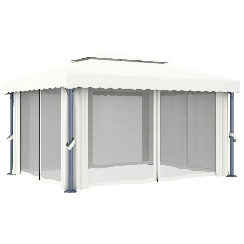 Eleganter Pavillon 4x3 m Cremeweiß mit Aluminium- und Stahlgestell