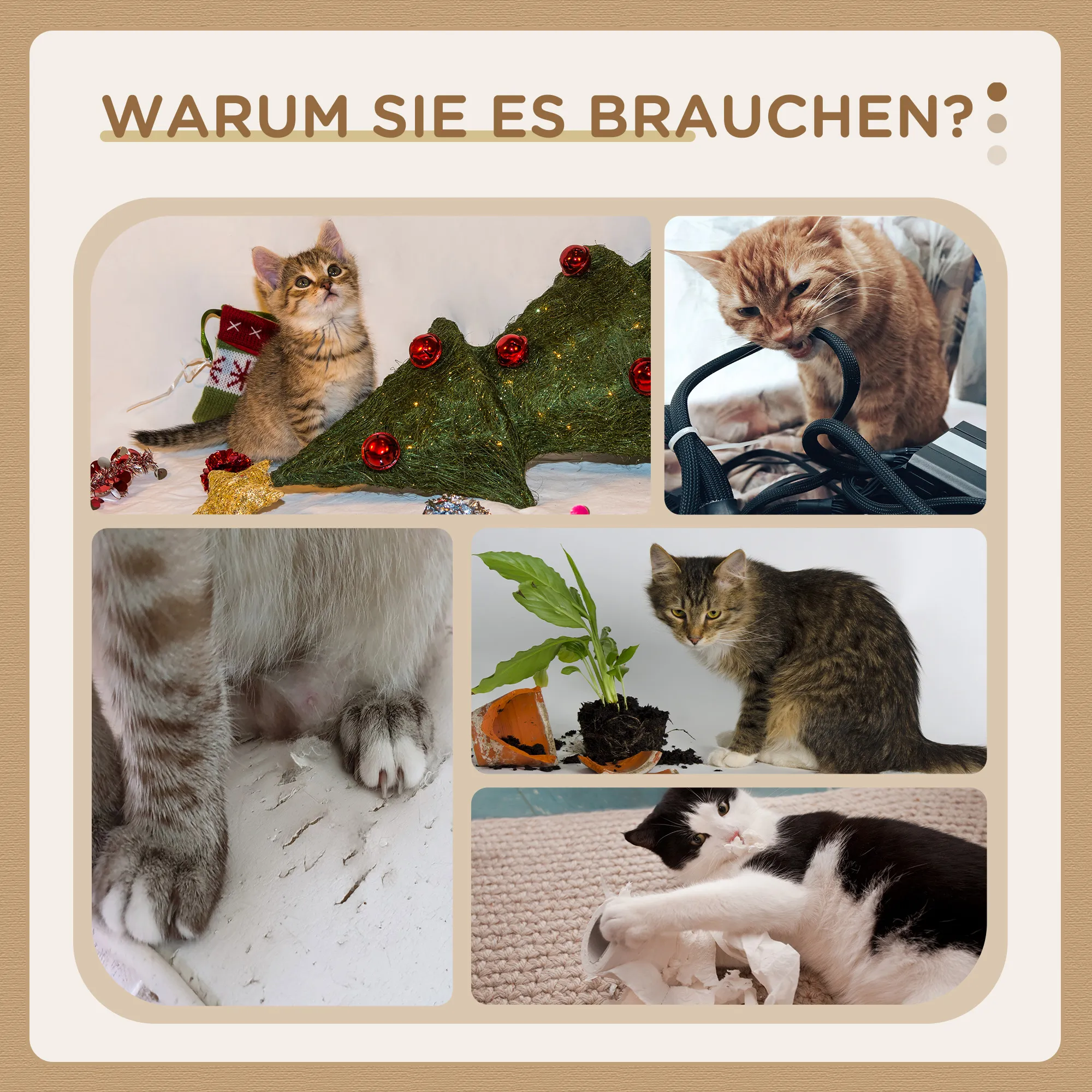 Katzenkratzbaum Grau 59L x 35B x 100H cm mit Katzenbett