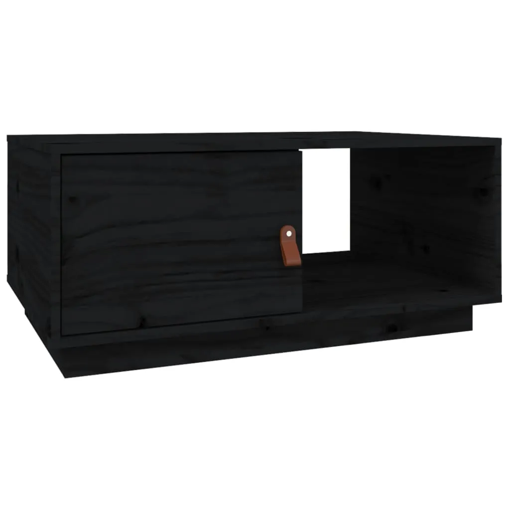 Couchtisch Schwarz 80x50x35,5 cm Massivholz Kiefer Couchtisch Schwarz 80x50x35,5 cm Massivholz Kiefer