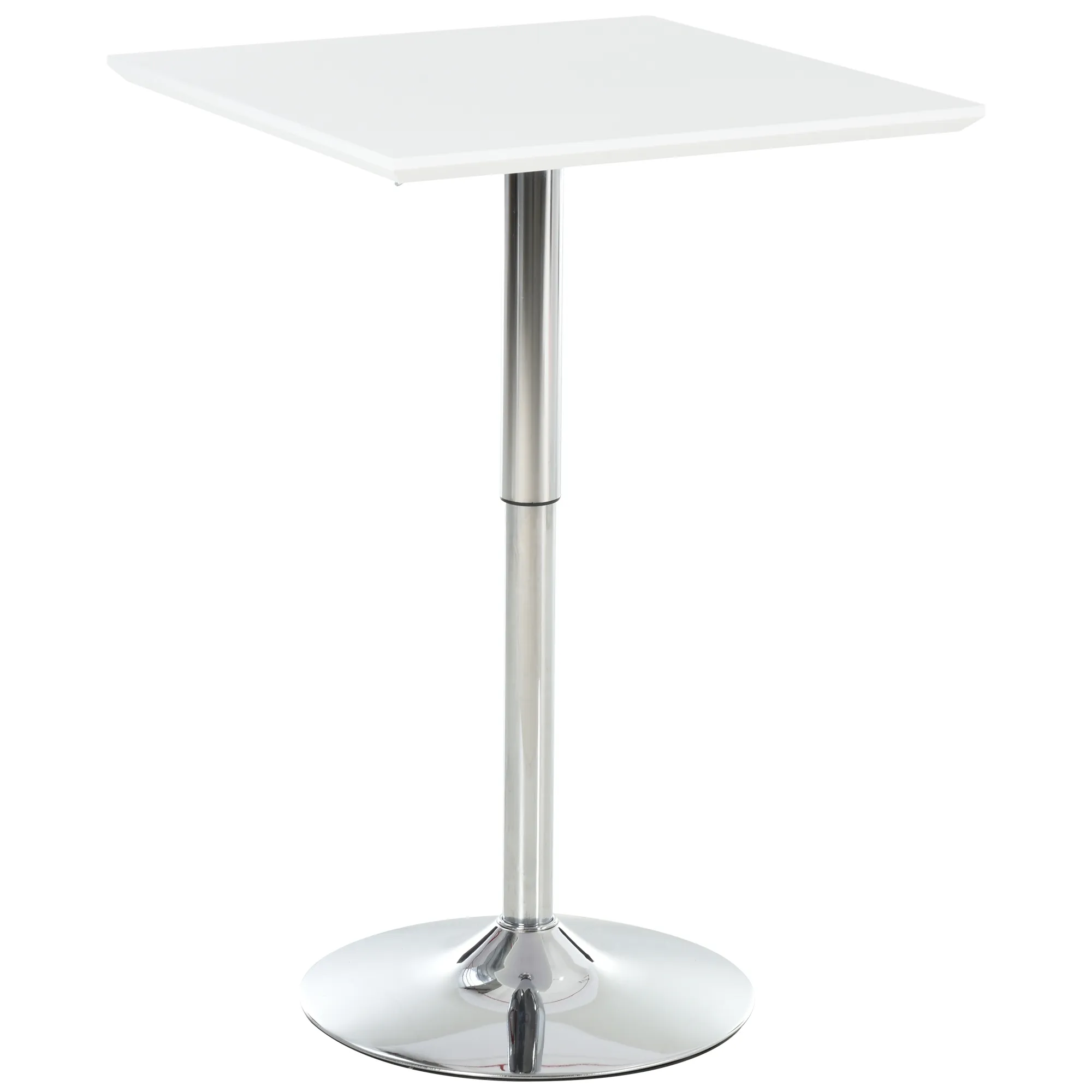 Praktischer Stehtisch 60x60 cm in Weiß mit höhenverstellbarer Funktion