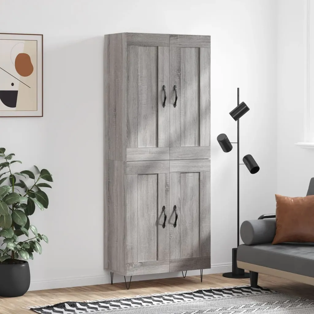 Highboard mit Sideboard Grau Sonoma 69,5 x 34 x 180 cm
