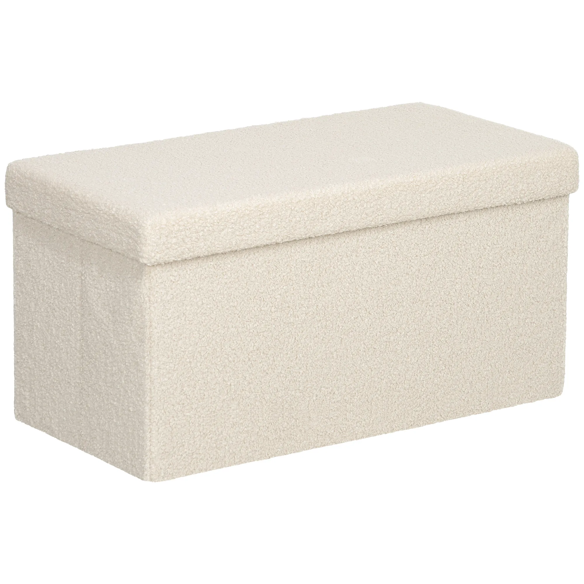 Sitztruhe Cremeweiß 76L x 38B x 38H cm mit 84L Stauraum