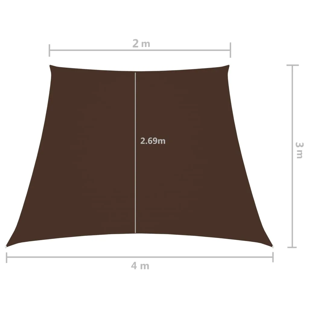 Sonnensegel Trapez 2/4 x 3 m Braun aus PU-beschichtetem Oxford-Gewebe