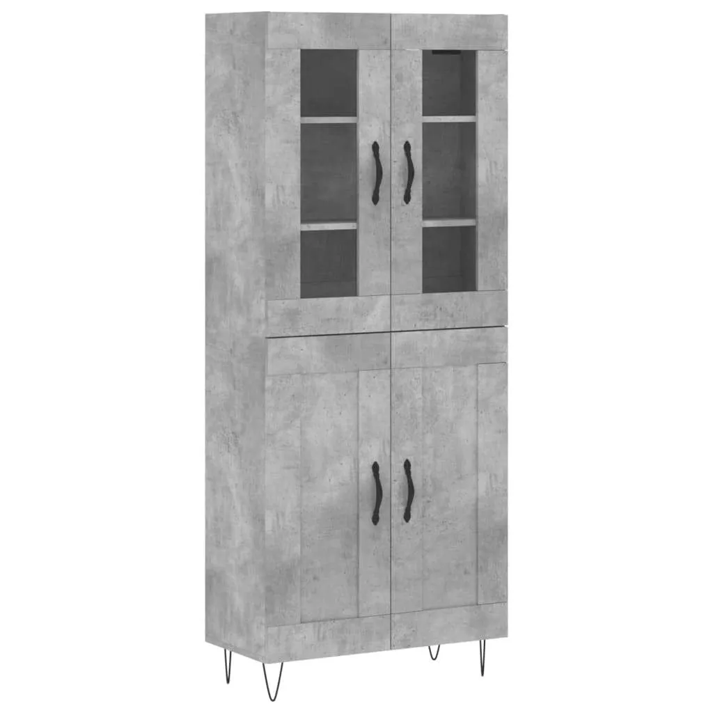 Highboard mit Sideboard 69,5x34x180 cm Betongrau aus Holzwerkstoff