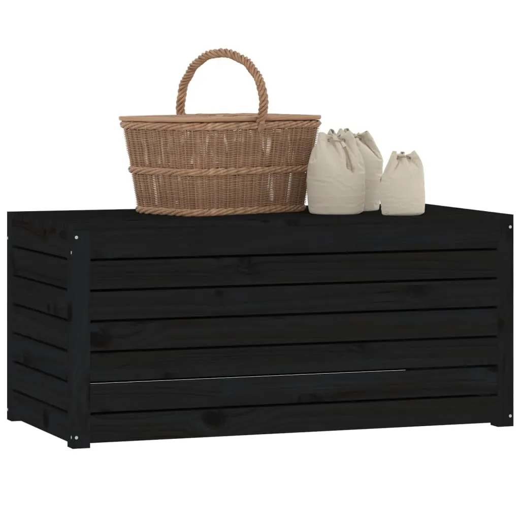 Gartenbox aus massivem Kiefernholz 101 x 50,5 x 46,5 cm Schwarz