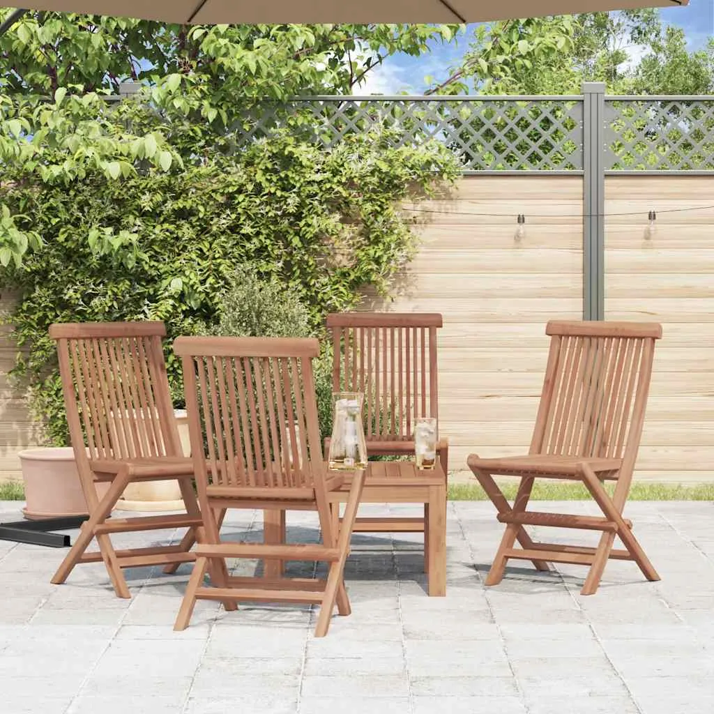 Klappstühle, 4er-Set, für Garten und Terrasse, Teakholz