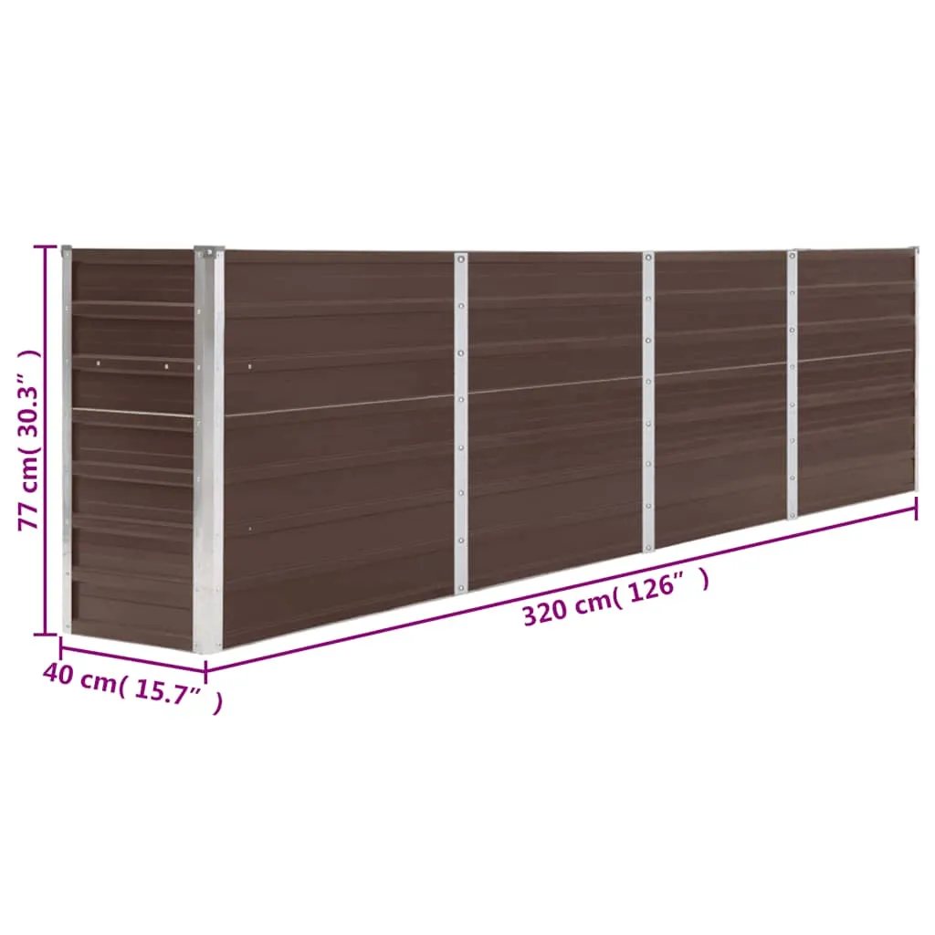 Hochbeet aus verzinktem Stahl 320 x 40 x 77 cm Braun