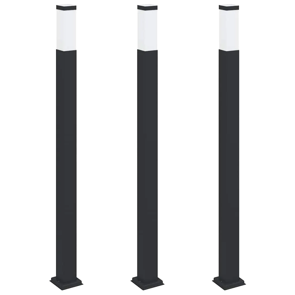 Schwarze Pollerleuchte aus Edelstahl 10x10x110 cm mit IP44 Schutzart