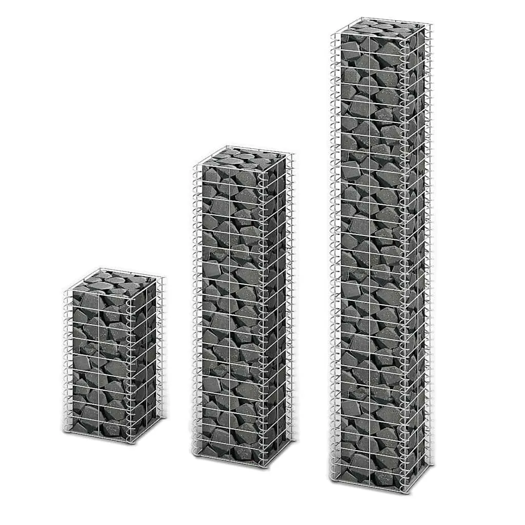 Gabionenkorb-Set verzinkter Stahl 25x25x50/100/150 cm grau