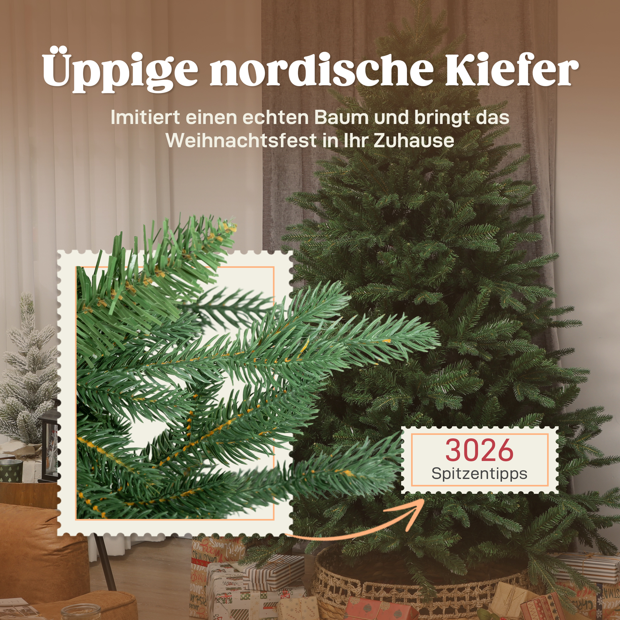 Künstlicher Weihnachtsbaum Nordische Kiefer 180 cm Grün