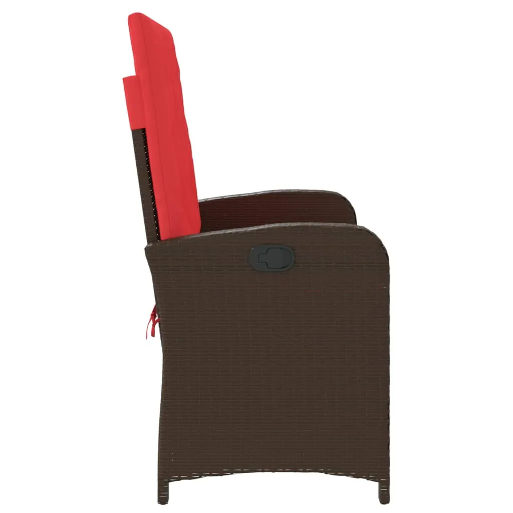 Garten-Relaxbank 105x59x93 cm Braun aus PE-Rattan und Stahl