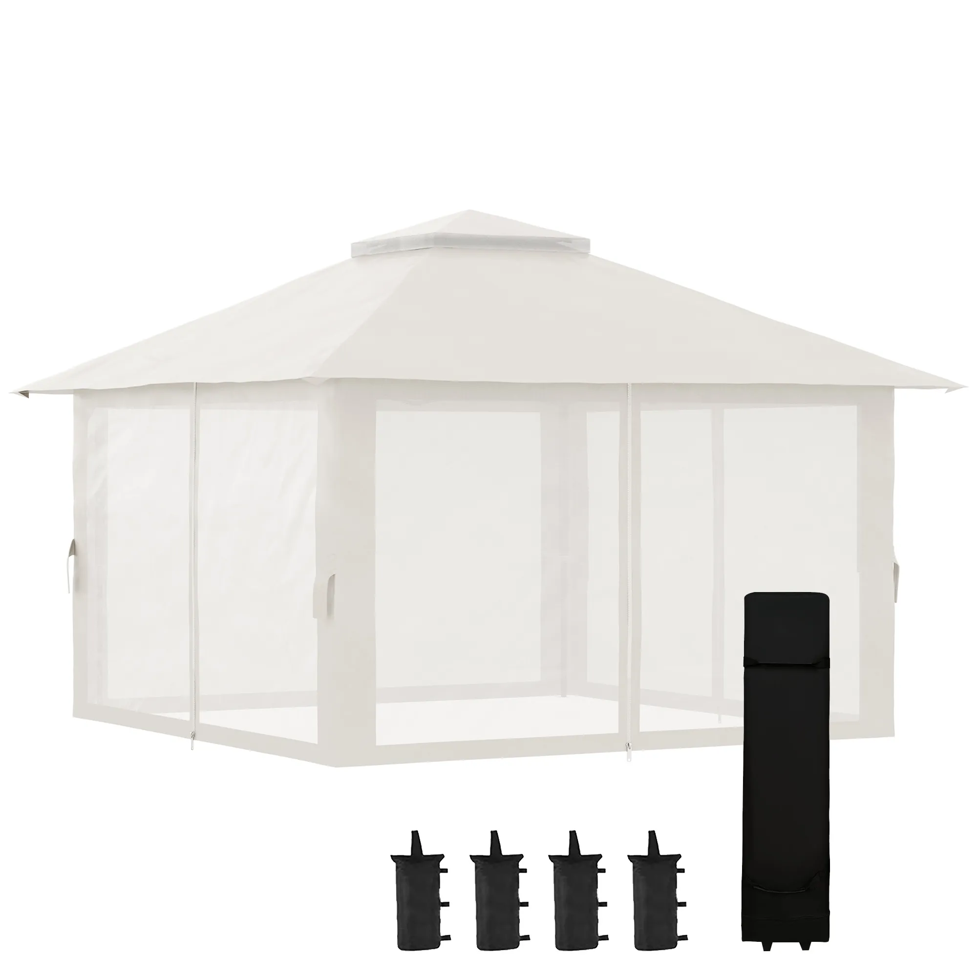 Faltbarer Pavillon 392x392x283 cm in Cremeweiß