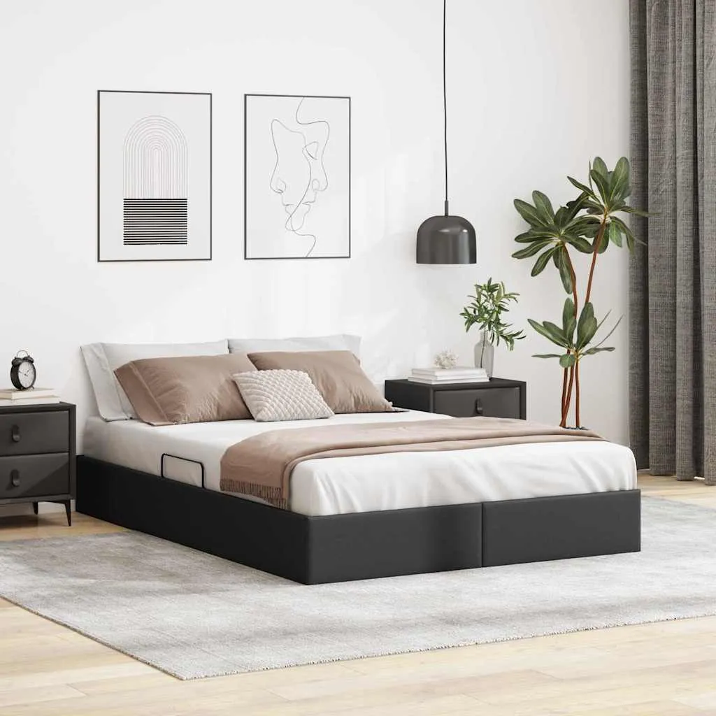 Stauraumbett 193 x 137 x 78 cm Schwarz
