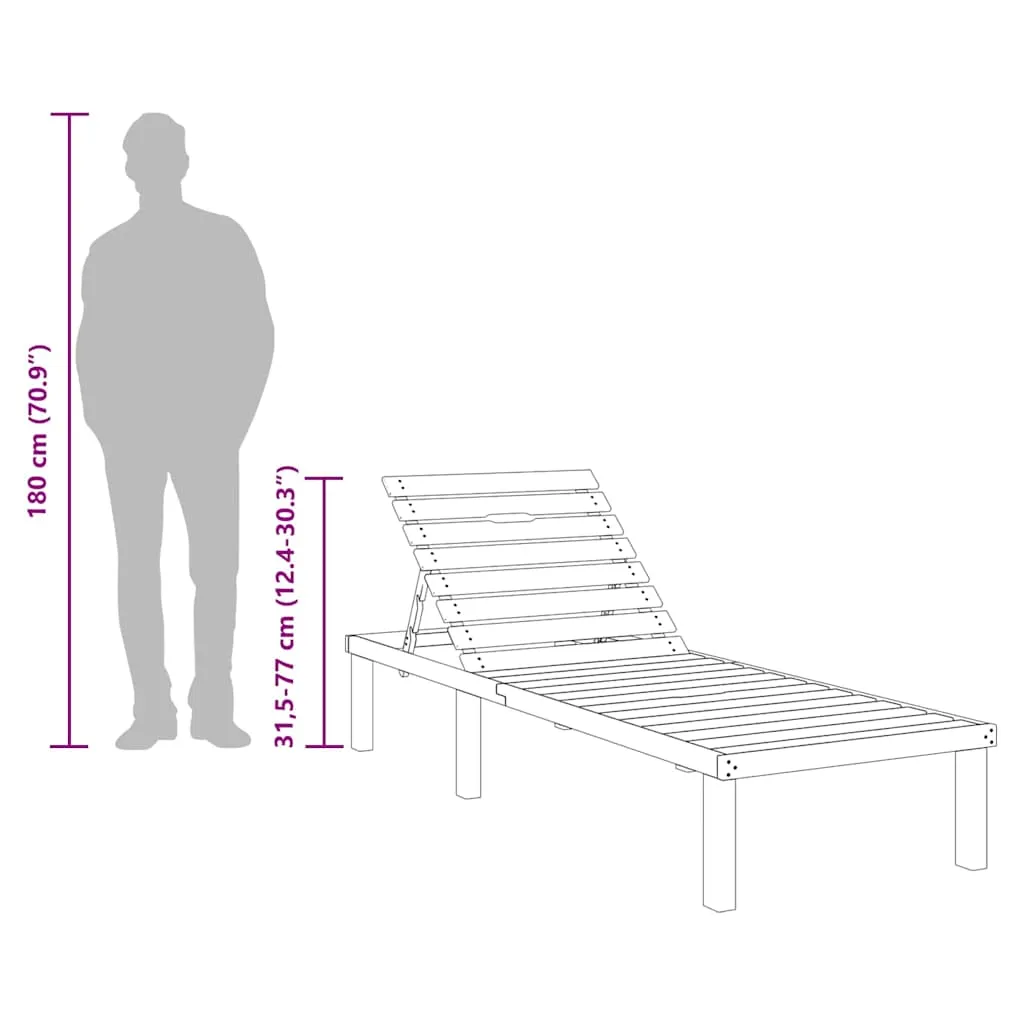 Gartenliege aus imprägniertem Massivholz 200x70x31,5-77 cm