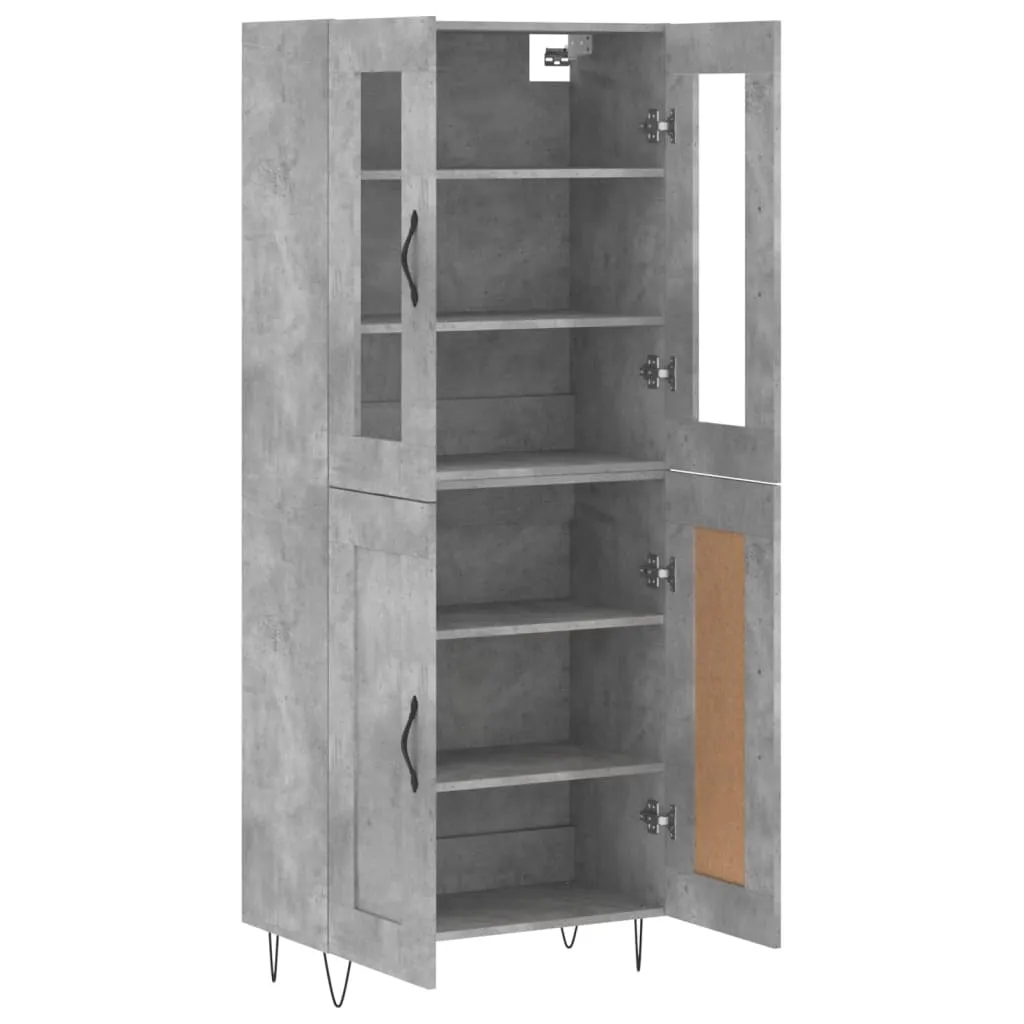 Highboard mit Sideboard 69,5x34x180 cm Betongrau aus Holzwerkstoff