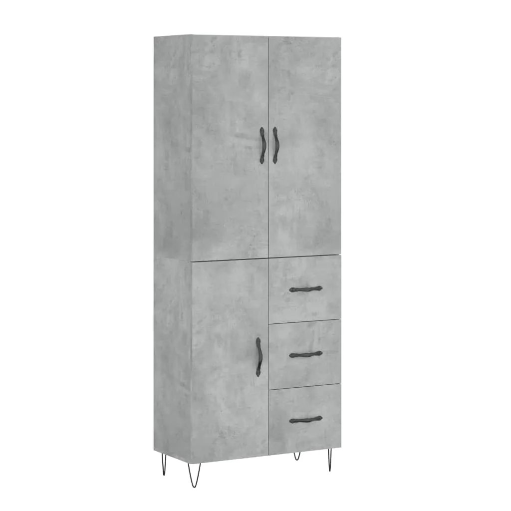 Elegantes Highboard 69,5 x 34 x 180 cm in Betongrau