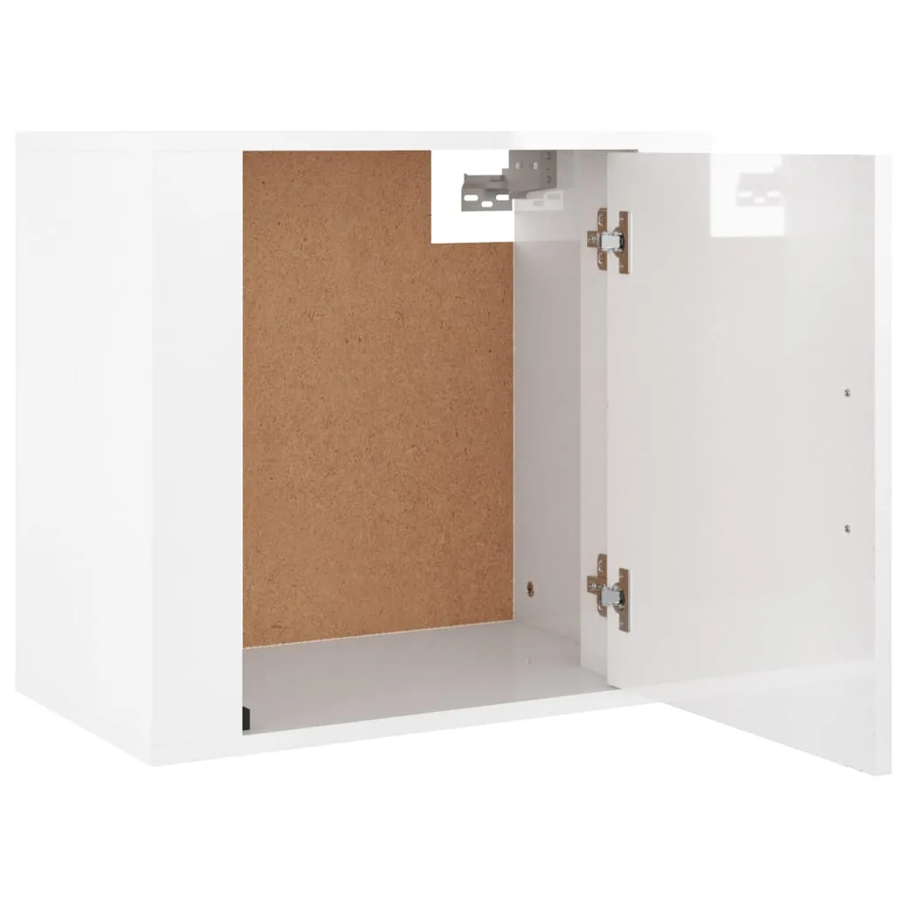 Wand-Nachttisch Holzwerkstoff 50 x 30 x 47 cm Hochglanz-Weiß