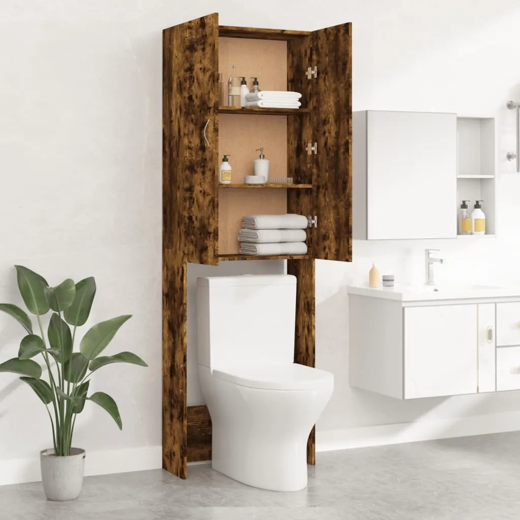 Waschmaschinenschrank 64x25,5x190 cm in Räuchereiche, Massivholz