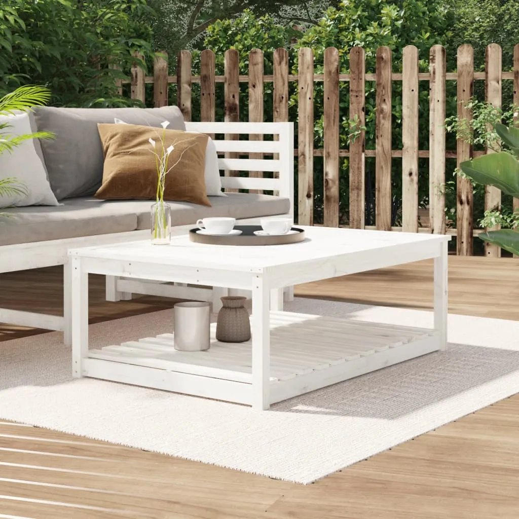 Gartentisch aus massivem Kiefernholz 121 x 82,5 x 45 cm in Weiß