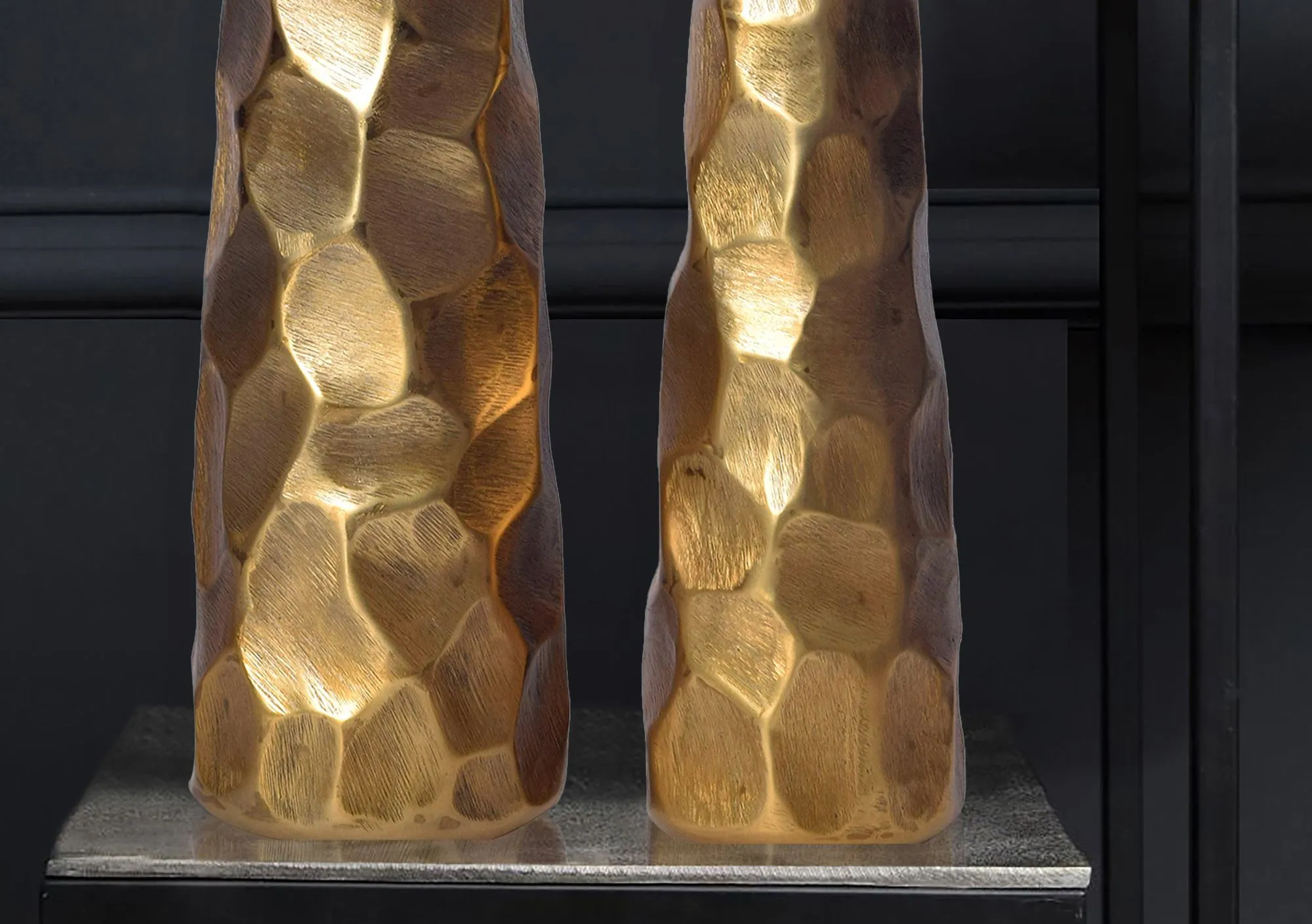 Deko Vase 2er Set Aluminium Gold Blumenvase Modern
