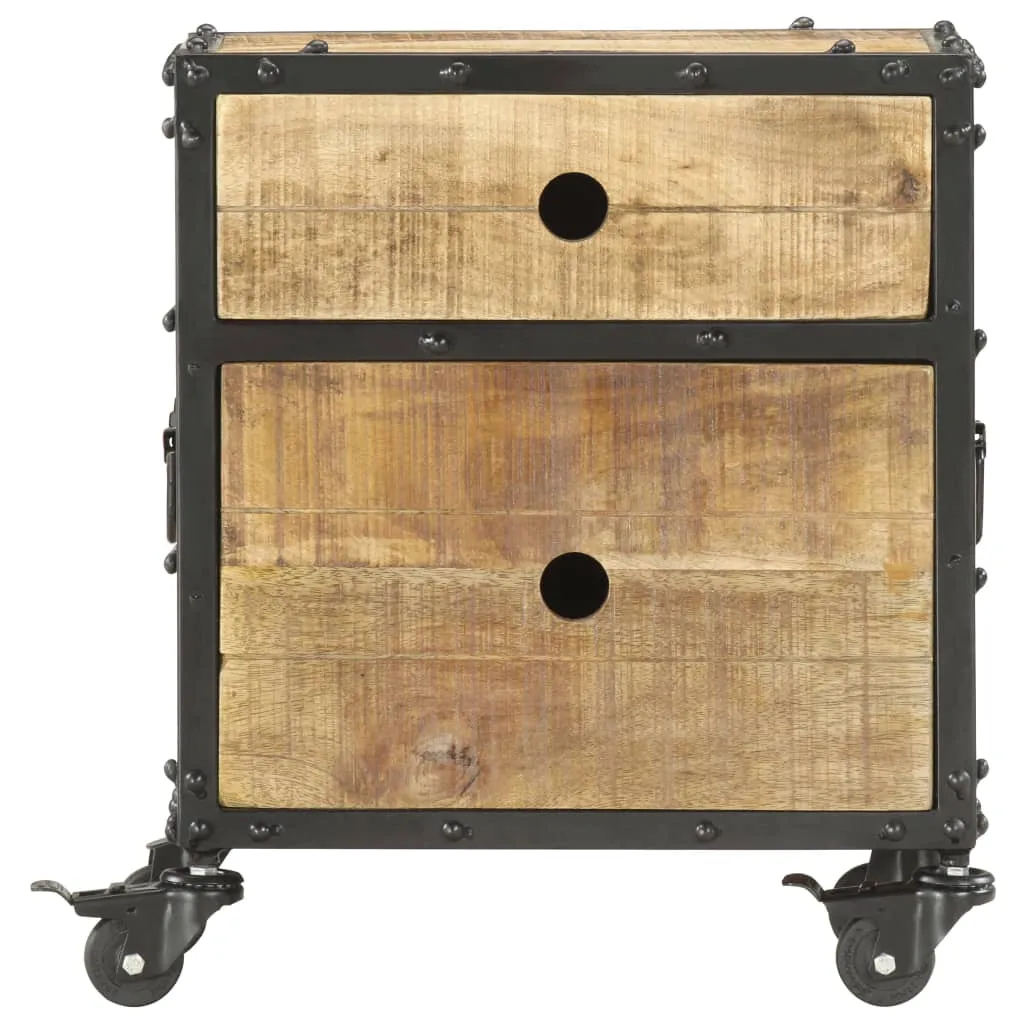 Nachttisch 40x30x50 cm Raues Mangoholz