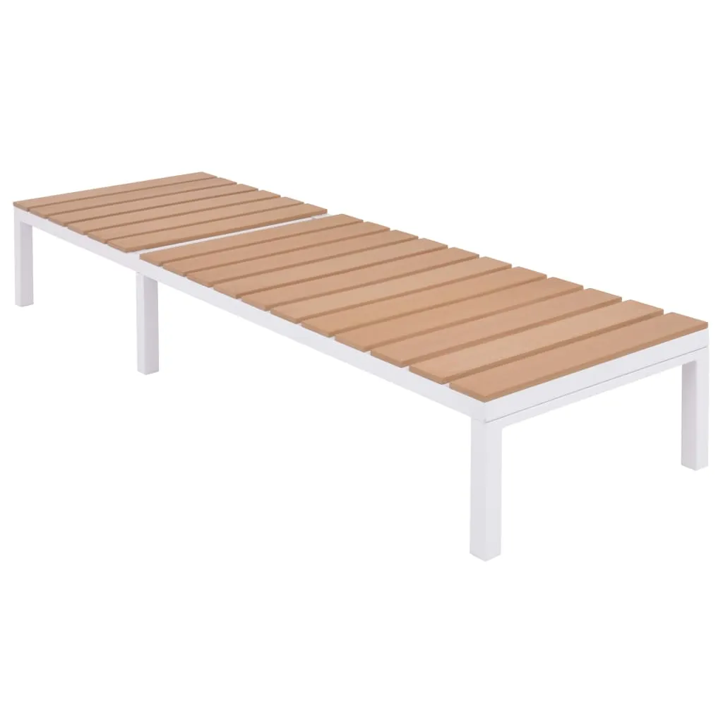 Sonnenliege Aluminium WPC 63x198x33-92 cm Weiß und Braun