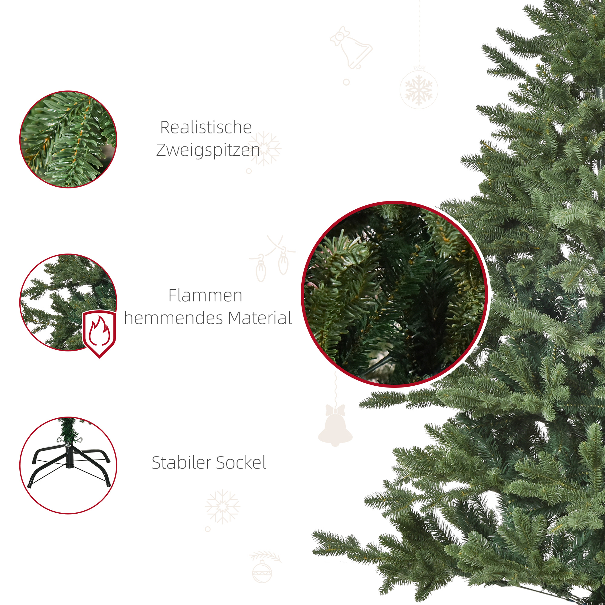 Künstlicher Weihnachtsbaum 150 cm Tannenbaum PVC PE Grün