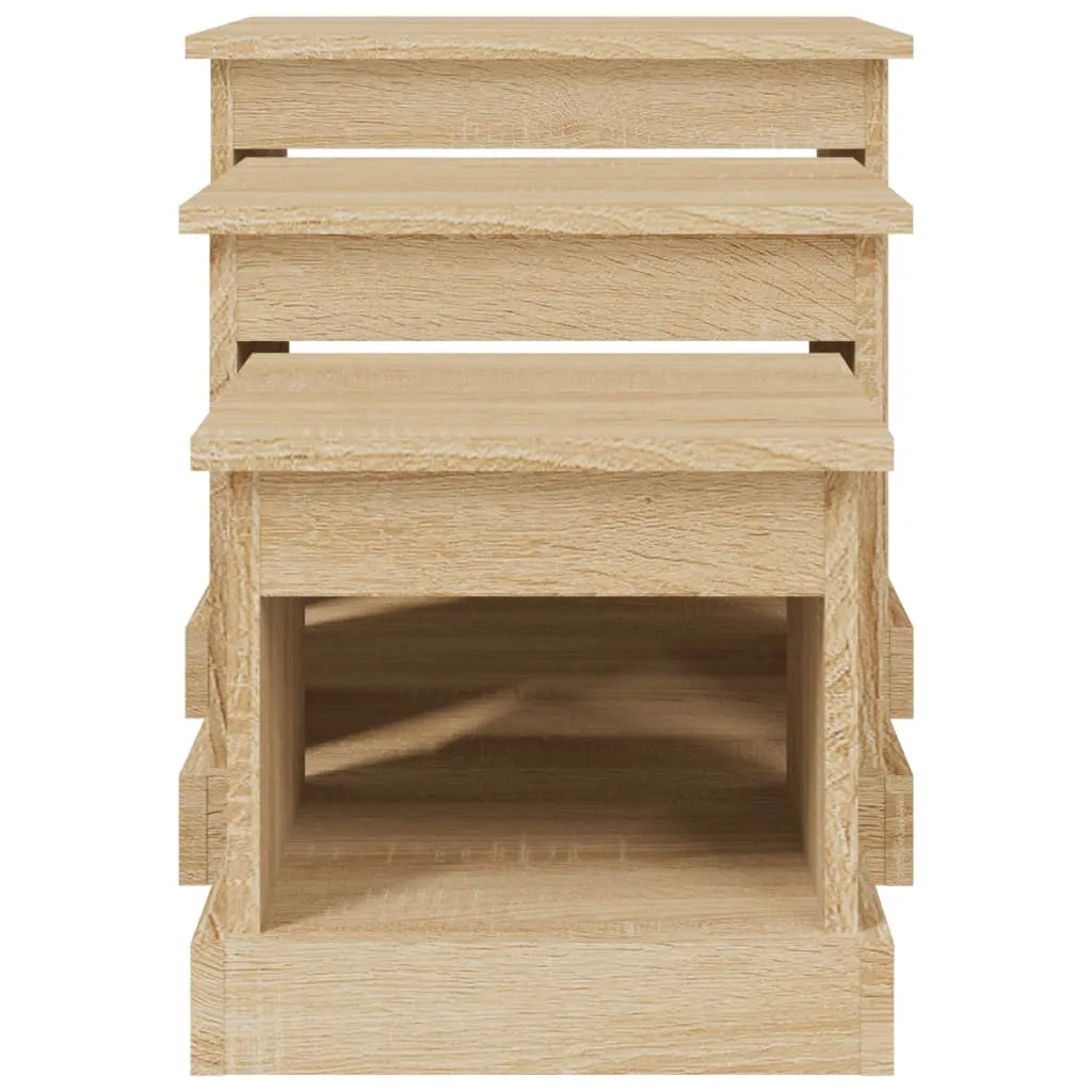 3er-Set Couchtische Holzwerkstoff Sonoma-Eiche 48x45x45, 40x37x37, 32x29x29 cm