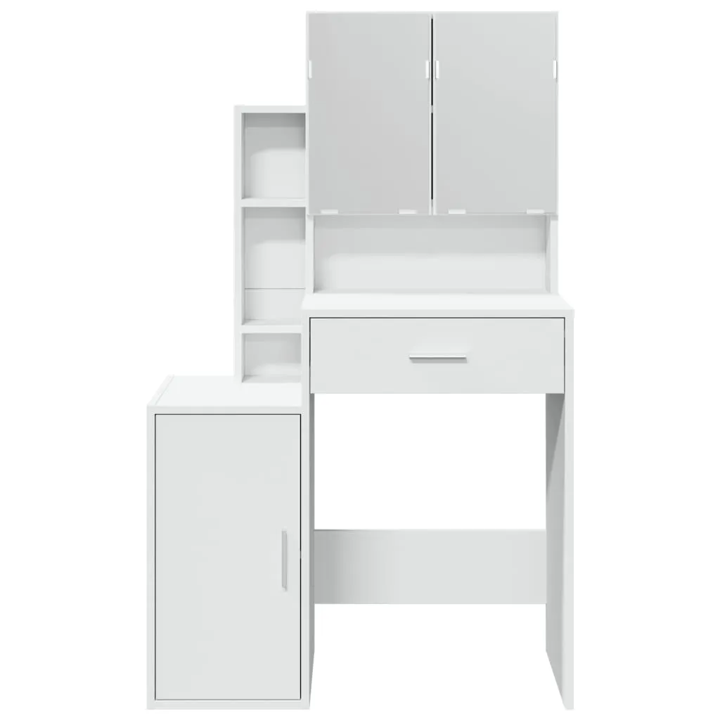 Schminktisch Weiß 80 x 35 x 132 cm mit Spiegel und Stauraum
