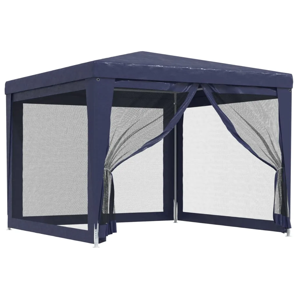 Blaues Partyzelt 300x300x246 cm mit robustem Eisenrahmen und Mesh-Seitenwänden