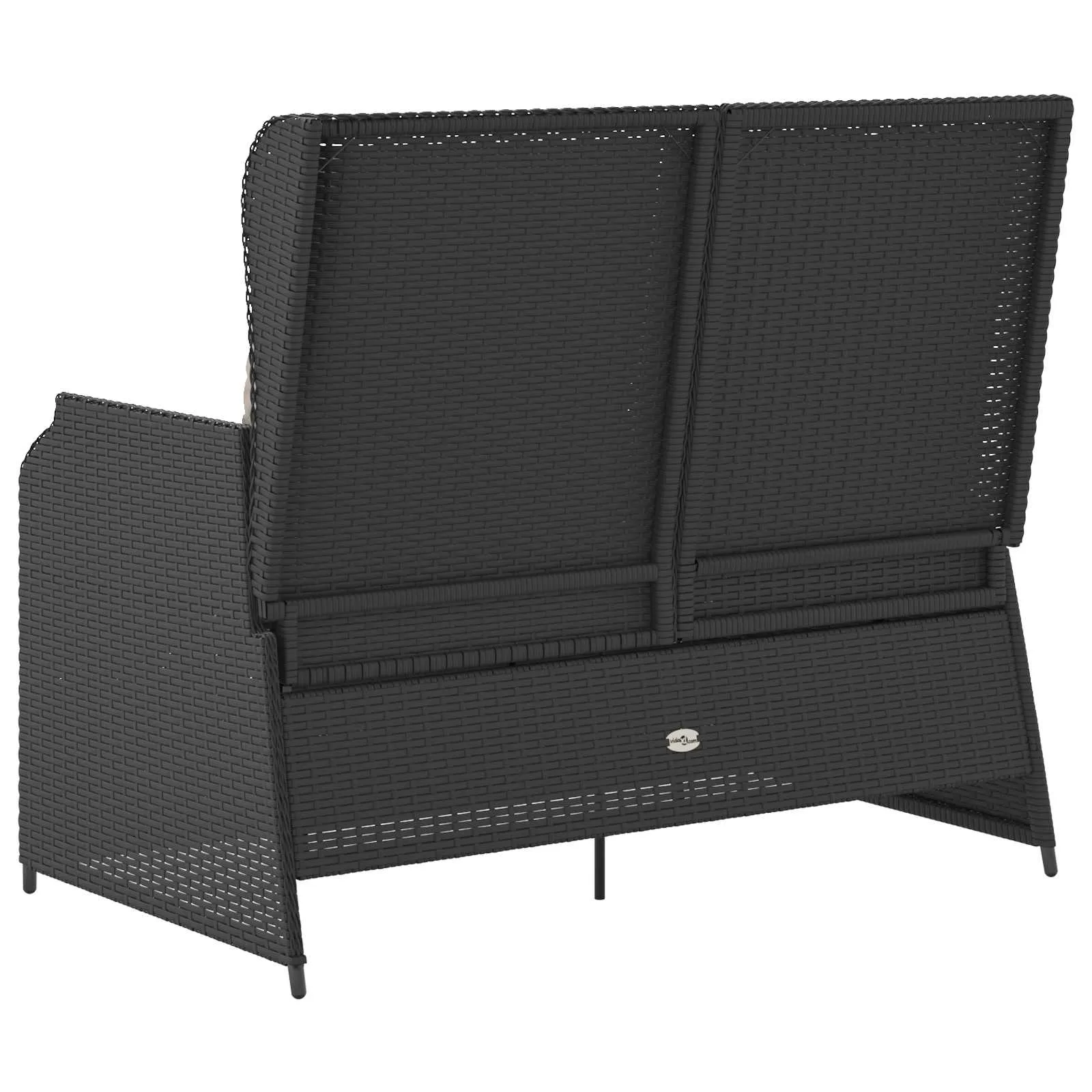 Liege-Gartenbank Poly-Rattan Schwarz und Cremeweiß für 2 Personen