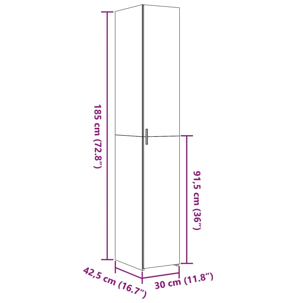 Highboard Betongrau 30 x 42,5 x 185 cm aus Holzwerkstoff