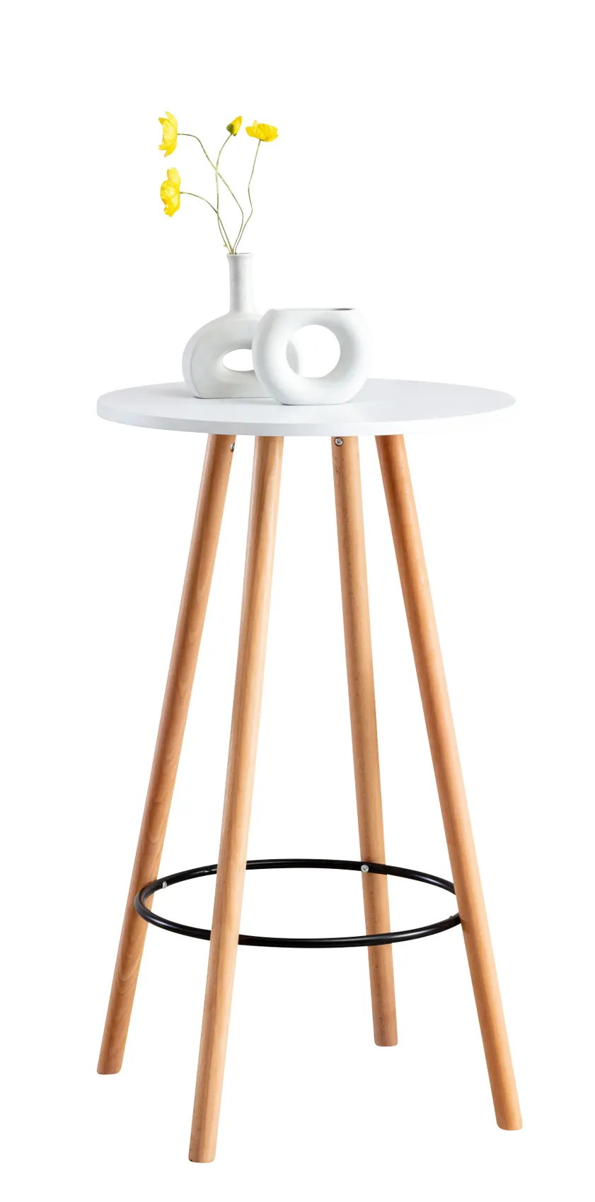 Stehtisch Mijas rund 60x60x107 cm weiß Massivholz