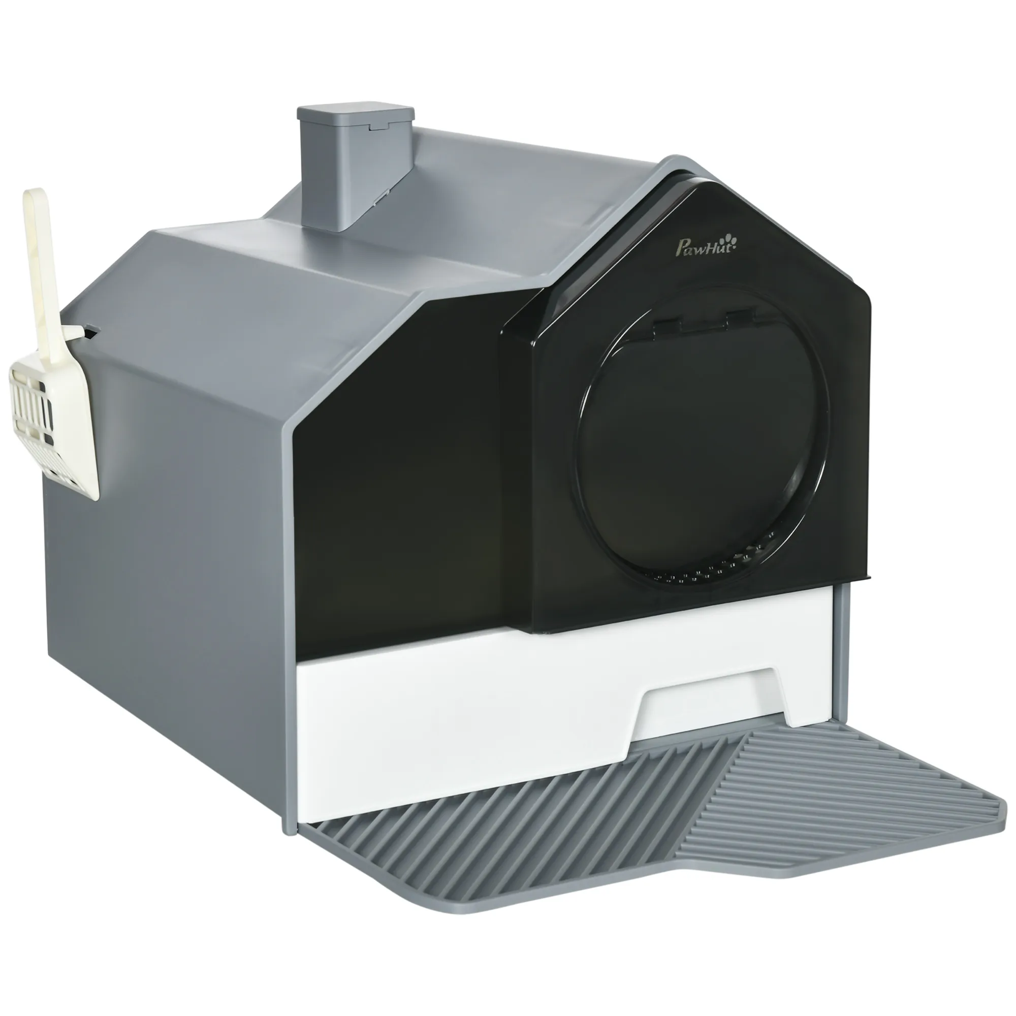 Katzentoilette Grau 47L x 45B x 42H cm im Hüttendesign