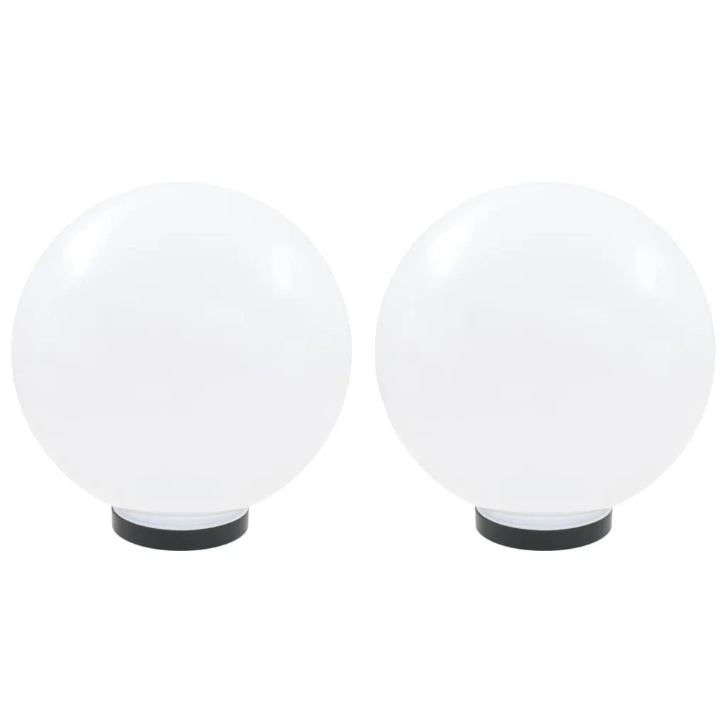 2er Set weiße LED-Kugellampen 30 cm mit E27 Fassung