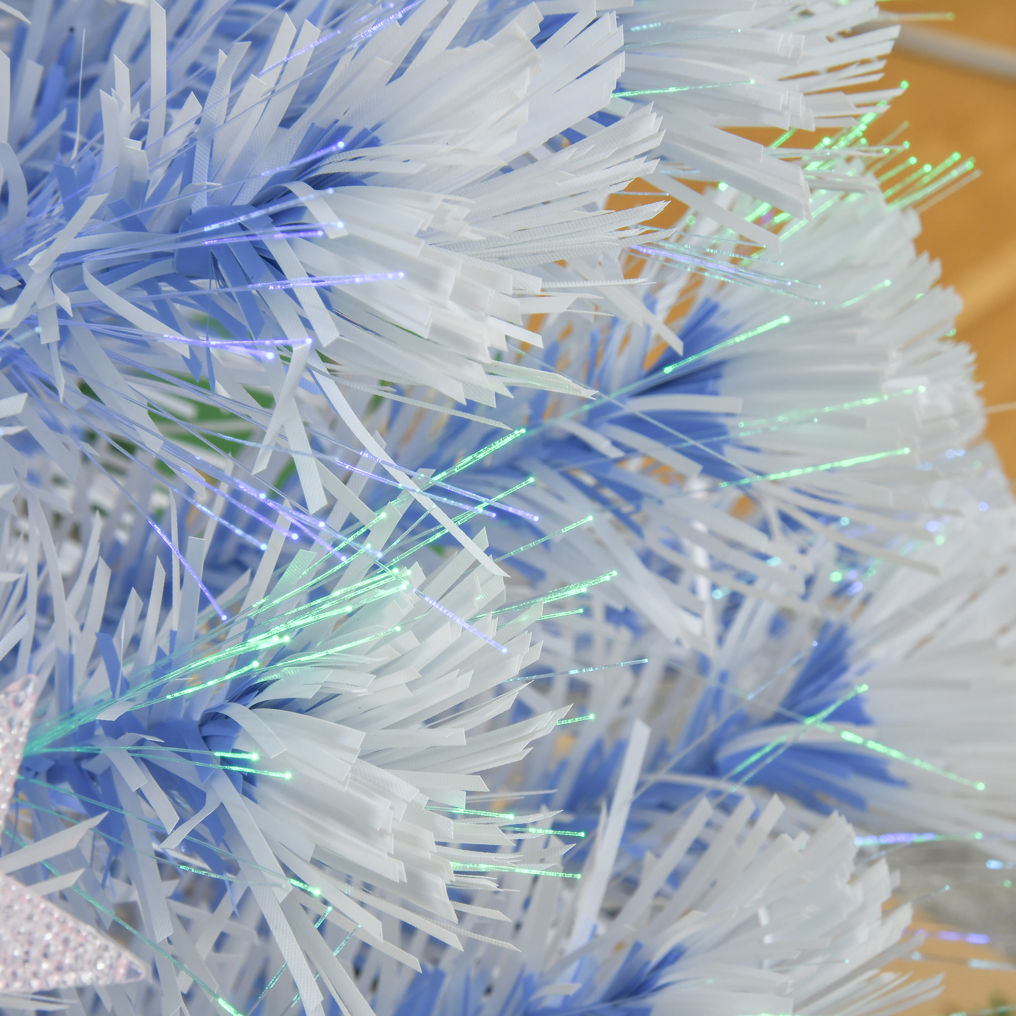 Künstlicher Weihnachtsbaum 120 cm mit LED und Glasfaser Weiß-Blau