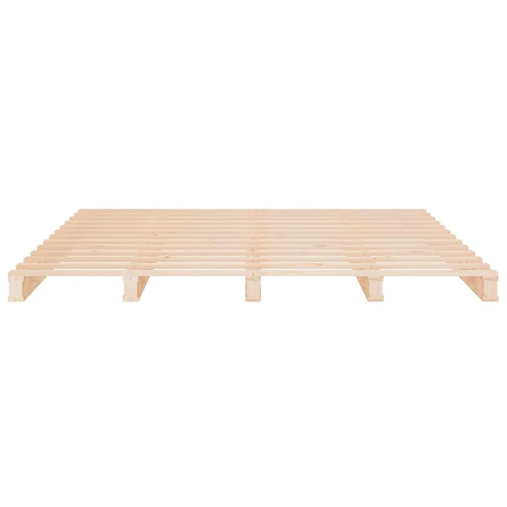 Paletten-Bettgestell aus massivem Kiefernholz 190 x 140 x 11 cm natur